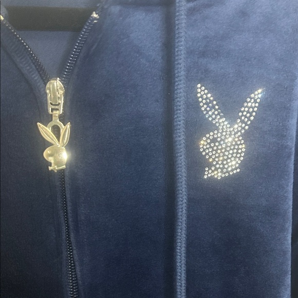 Playboy Dark Blue Velour Set with Rhinestones - Picture 6 of 10